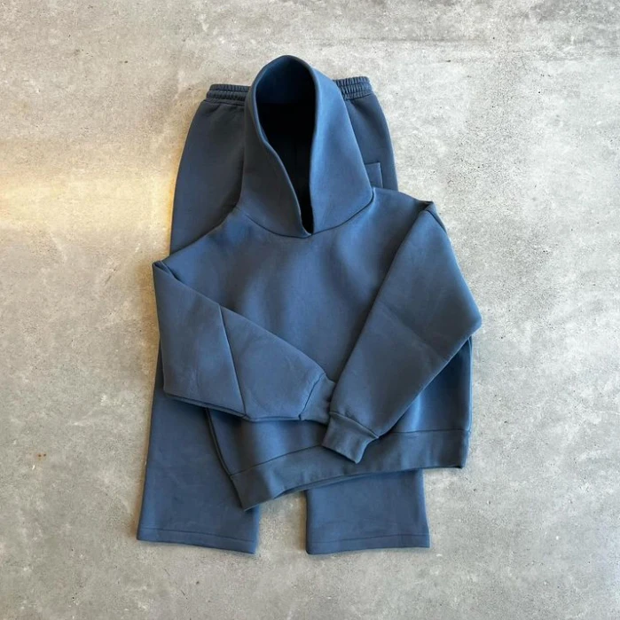 Wholesale Unisex Tracksuit Neoprene Pullover Blank Plain Sweatsuit Baggy Oversized Hoodie and Sweatpants Set Sweat Suits Men manufacture