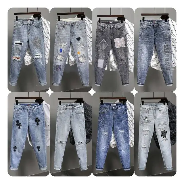 Fashion Denim Streetwear Jeans Custom Waist Ripped Distressed Men Flared Jeans Pants