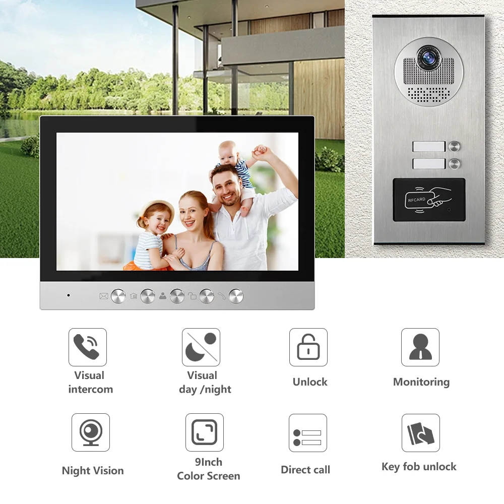 2 Apartments 4 Wire Video Intercom Wholesale Multi Apartment Video Door Phone Intercom System