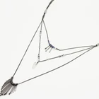 Lapis Wholesale Bohemian Natural Blue Lapis Quartz Stone Long Tassels Gun Black 3 Layer Sequins Beaded Crystal Necklace