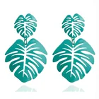 Big Dangling Earrings Wholesale Fashion Gold Plated Big Dangling Hollow Palm Leaf Earrings For Women