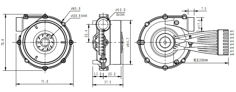 Brushless Fan, 70mm, 6.5kPa, 25.5m3/h, 24v - detail 14
