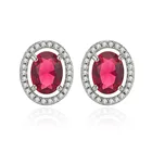 Rose Stud Wholesale Small Oval Rose Ruby Earrings Stud Cheap Stainless Steel Multi Shape Stud Earring Set