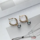Earrings Copper 2021 Trendy Hawaiian C-shaped Earrings Golden Circular Copper Pearl Custom Hoop Earrings