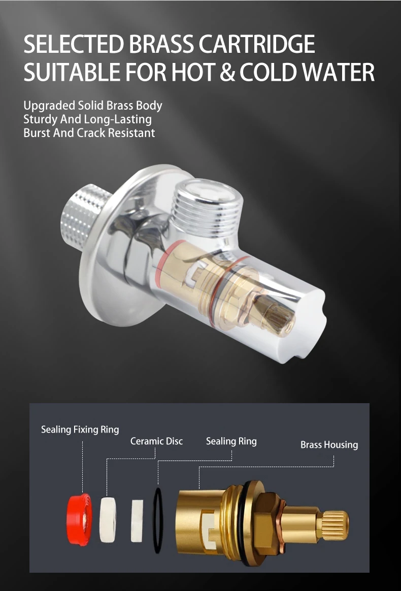 Silver Brass Leak-proof Explosion-proof Large Flow Angle Valve Hot and Cold Universal Toilet Water Heater Angle Valve manufacture