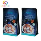 Frozen Food Food Custom Printed Clear Vacuum Reusable Frozen Food Packaging Standing Flat Bottom Bag