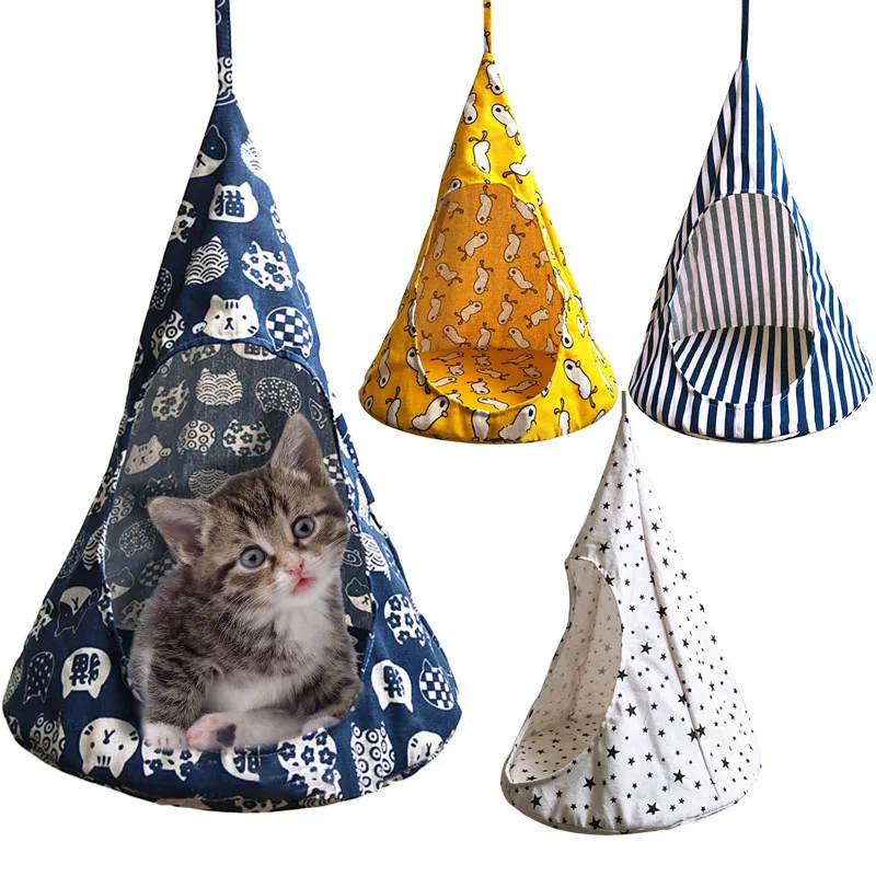 Childplaymate Cat Hammock Bed Love Heart Shape Pet Canvas Small Animal Cat Hanging Blanket Mat Hamster Cage 