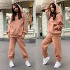 Hoodies Plain Women Sets Pullover Hoodies 2 Piece Plain Color Outfit Casual Wear Sweatshirt Athletic Lightweight
