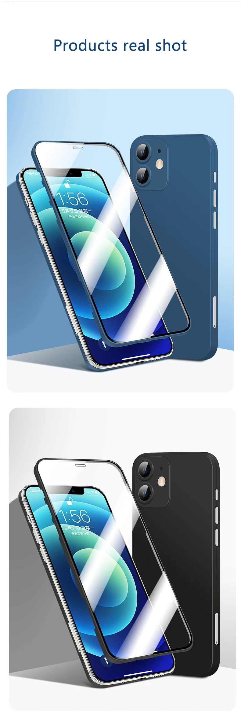 Caridite 2021 Newest Anti-Fall Screen Protector And Thin Phone Case On One For iPhone 12/12 Pro/12 Pro Max/12 Mini With Soft TPU