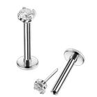 Surgical Steel 316L Surgical Steel 18G 16G 14G Cubic Zircon Threadless Labret Ring Body Piercing