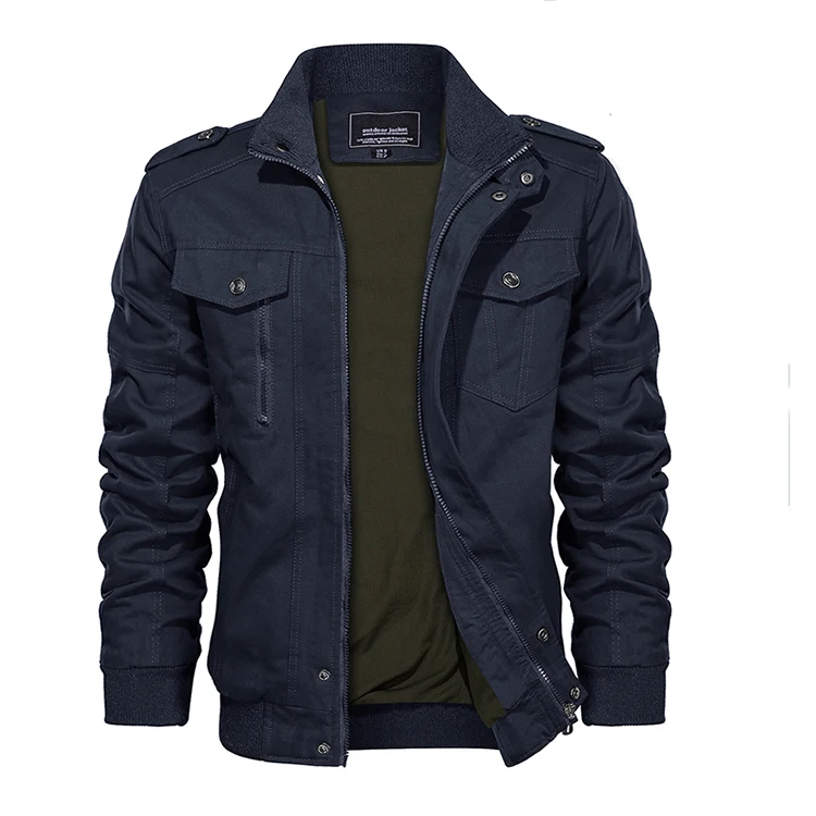 High Quality Men's Fall Spring Cargo Thin Jacket with Chest Pockets Workwear Cotton Parka Jacket Workwear