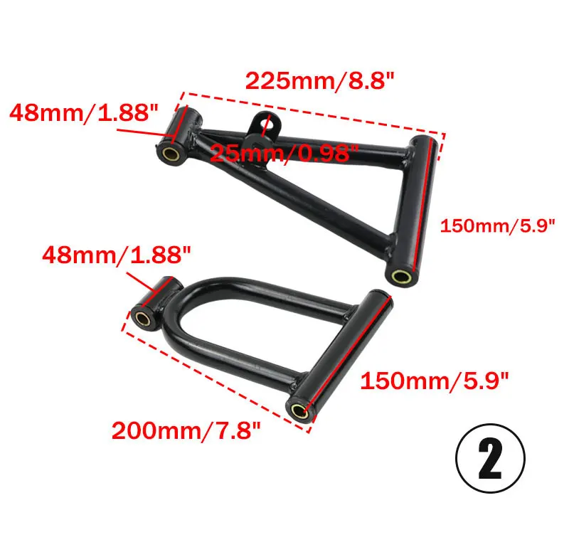 290mm 225mm Front Suspension Swing Arm Upper Lower A Arm For Diy 49cc