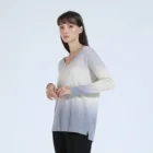 Knitted Womens Sweaters Character Ladies Knitted V Neck Gradual Change Recyle Quality Women Pullover Sweater