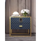 High Quality Gorgeous Italian Hotel Bedroom Furniture Drawer Bedside Table Velvet Modern Luxury Bedside Table