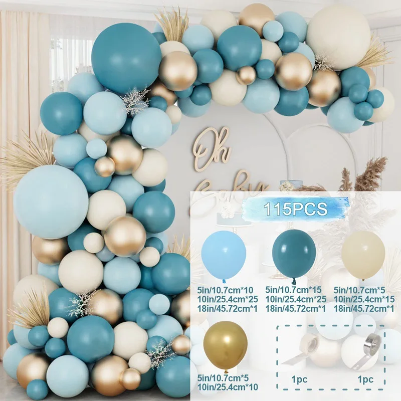 New vintage blue Balloon arch garland set Baby shower Baby birthday party decoration