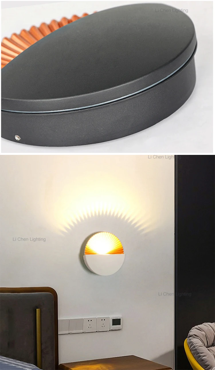 bd24 indoor round decorative modern wall mounted for home hotel bedside wall sconces led white and gold wall lighting-3