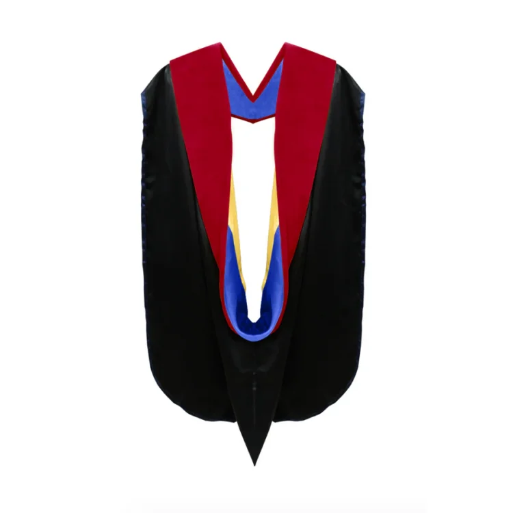 2025 Custom Deluxe Doctoral Graduation Hood PHD Dark Blue/Maroon/Gold Combinations factory