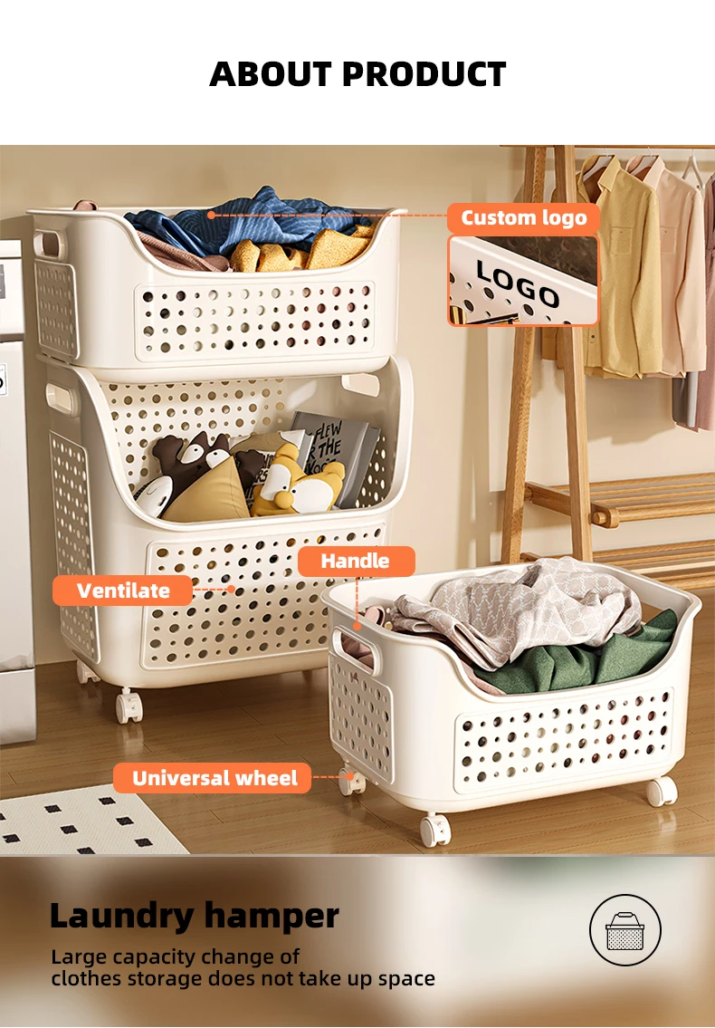 Wannuo Removable Laundry Baskets 75L Large Capacity Laundry Hamper Bathroom Breathable Laundry Basket With Universal Wheels factory