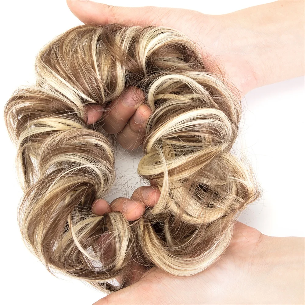 Synthetic Wavy Hair Bun Flexible Messy Curly Scrunchie Wrap Ponytail Extensions Synthetic Wavy Hair Bun Flexible Messy Curly Scrunchie Wrap Ponytail Extensions