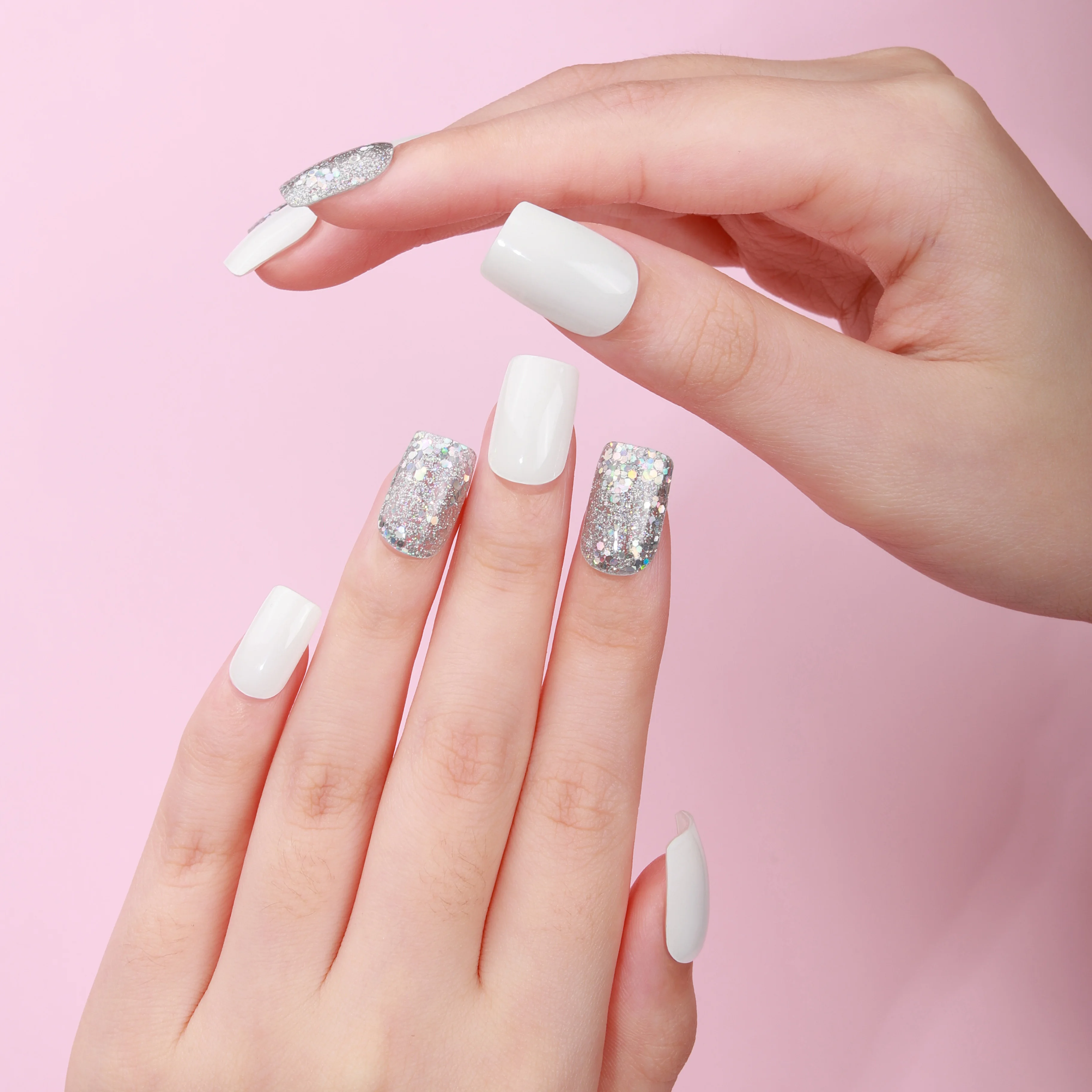 product nail salon supplies glitter pure color scheme uv lamp hardened semi cured gel nail sticker gel strip-1