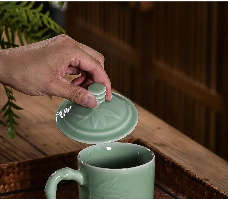 product 2025 factory wholesale traditional bamboo cups saucers coffee customized water drinking ceramic tea cups831-6