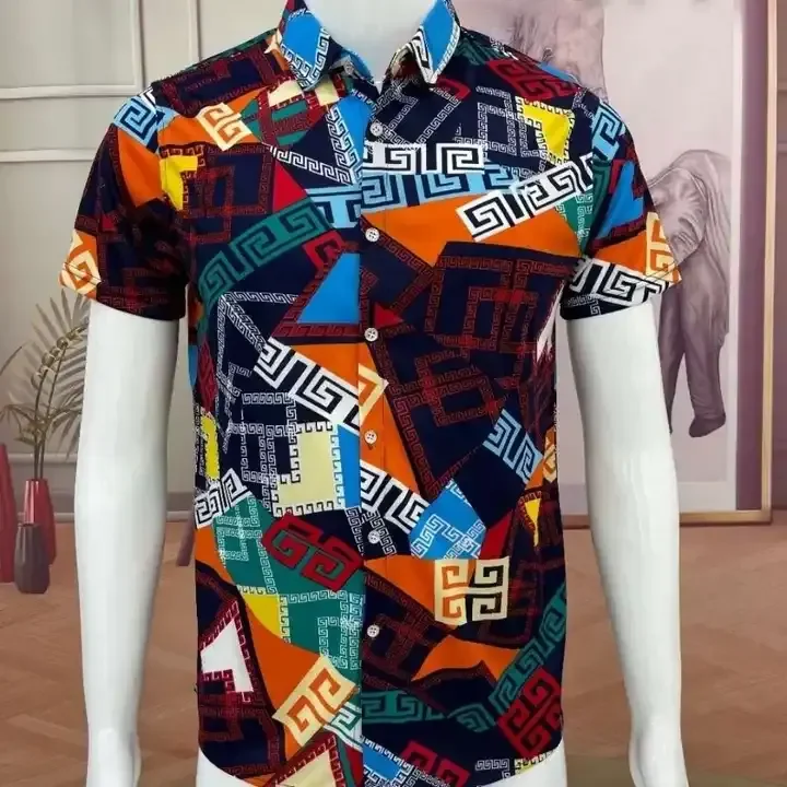 Wholesale high quality Aloha Digital Printed Hawaiian Shirts for men Fashion Beach Summer Shirts Short sleeve shirts for men