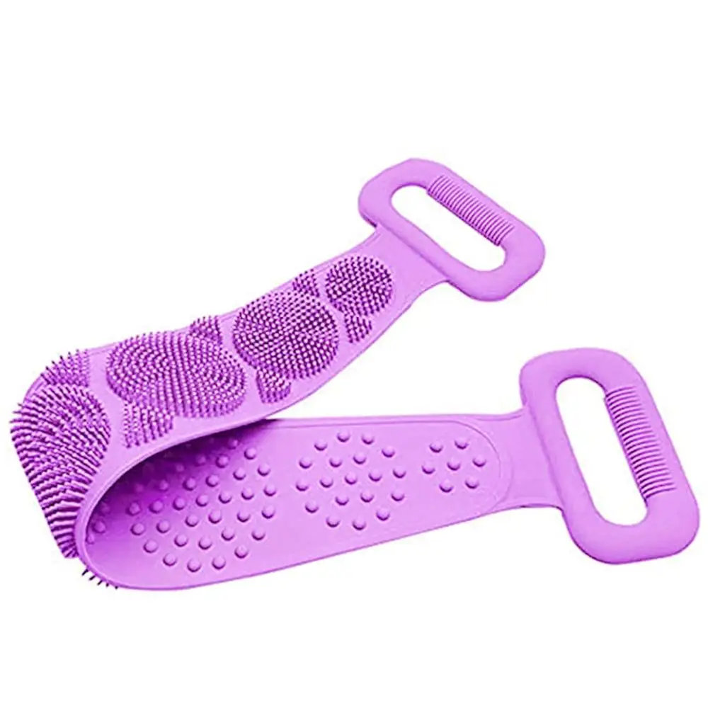 USSE Silicone Bath Body Brush, Long Exfoliating Back Scrubber Massager Towel