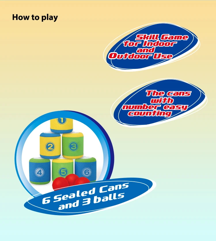 product foam can toss game set for kids adults family indoor outdoor fun with 6 soft cans and 3 safe balls backyard carnival party game-1