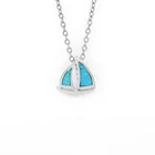 Sterling Jewelry Gift For Women Fashion 925 Sterling Silver Synthetic Opal Pendant Necklace