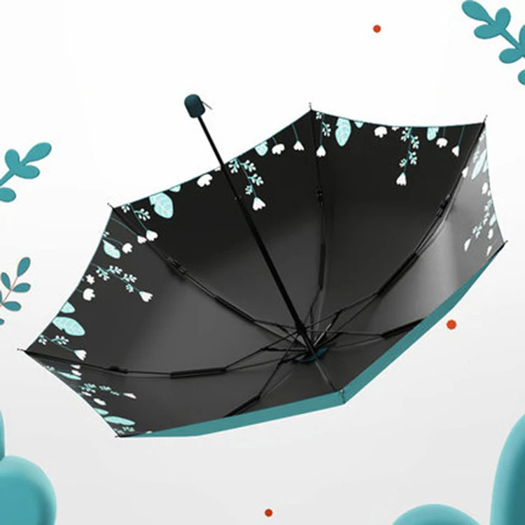 DD1209  New Fold Women Sunscreen Umbrellas Sun Rain Parasol Vinyl Ultraviolet-proof Summer Anti UV Protect Umbrella