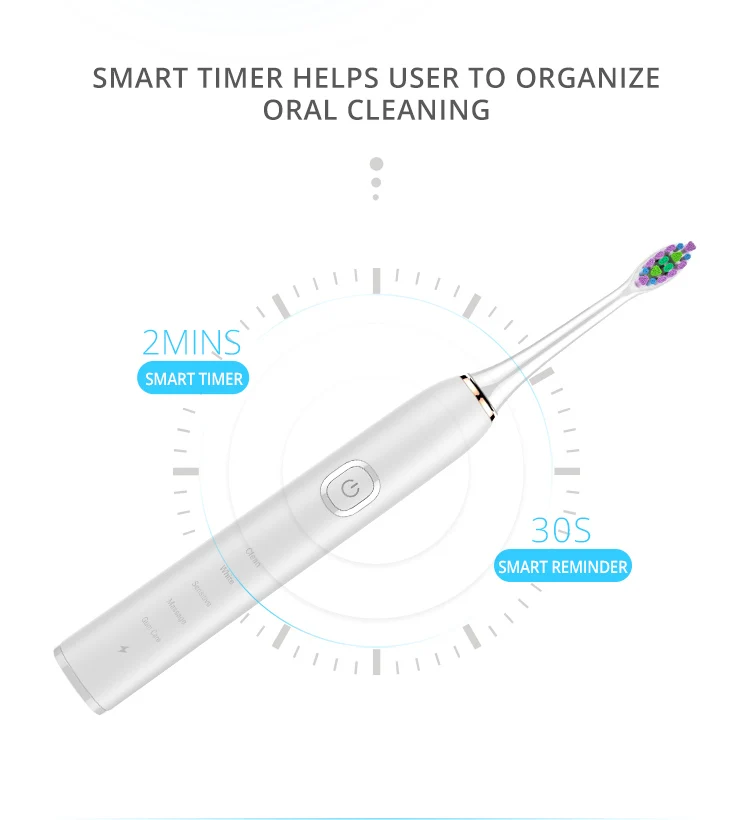 5 Modes Eco Rechargeable Travel Ultrasonic Vibration Electronic Automatic Sonic Electric Toothbrush