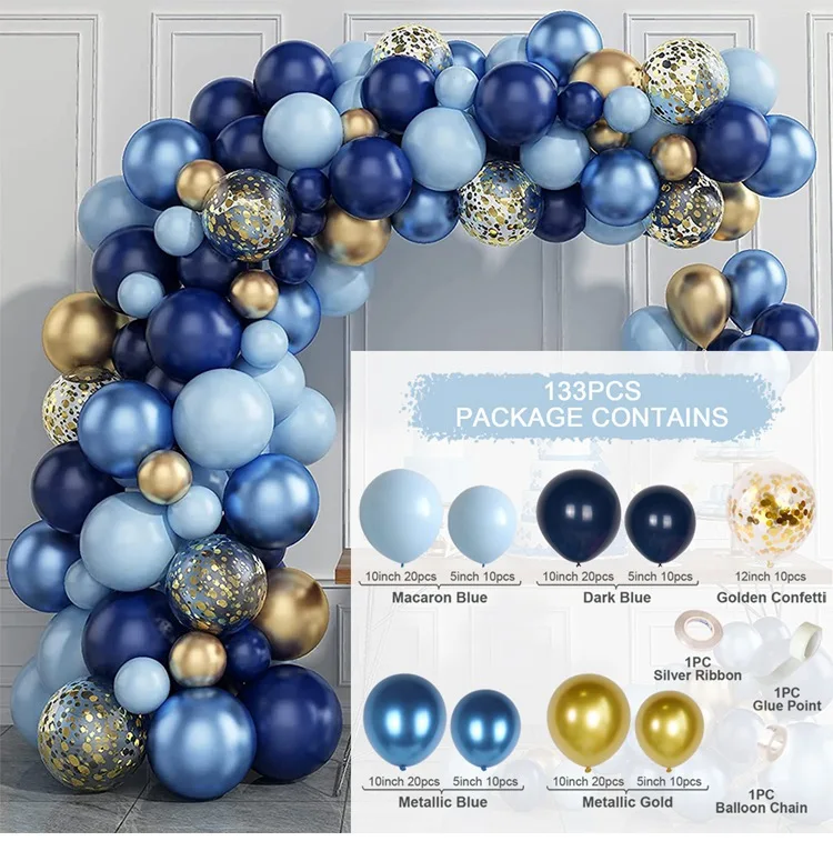 110+pcs Blue Balloon Garland Arch Kit Wedding Baby Boy Birthday Decoration Party Balloons For Baby Shower Ocean Blue Balloon