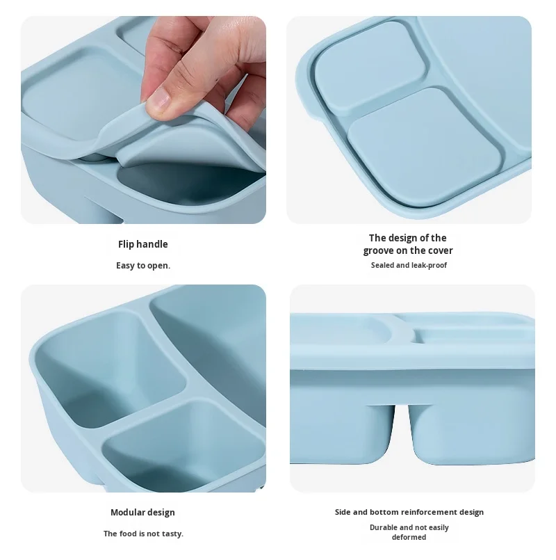 Silicone Food Grade Heatable Lunch Box Microwaveable Child-Friendly Student Lunch Box with Compartments details