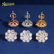GRA Certificate Iced Out Flower Design Ear Studs 12mm VVS D Moissanite Diamond 925 Silver Hip Hop Jewelry Stud Earrings