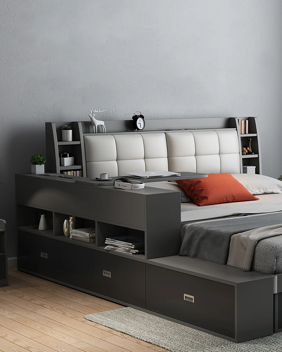 Modern Queen Size Bed Design Frame Multifunction Luxury Bed Double King