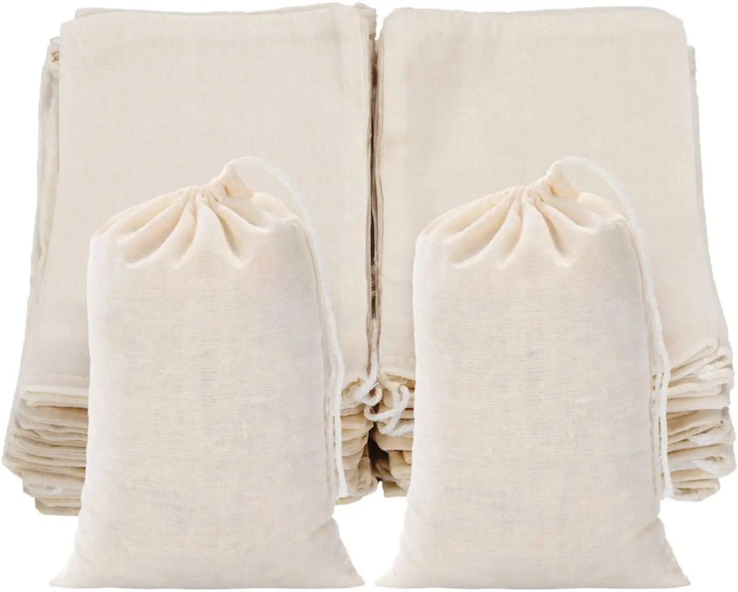 50 Pieces Cotton Drawstring Bags Muslin Bag Sachet Bag For Home Supplies Small-Medium-Large