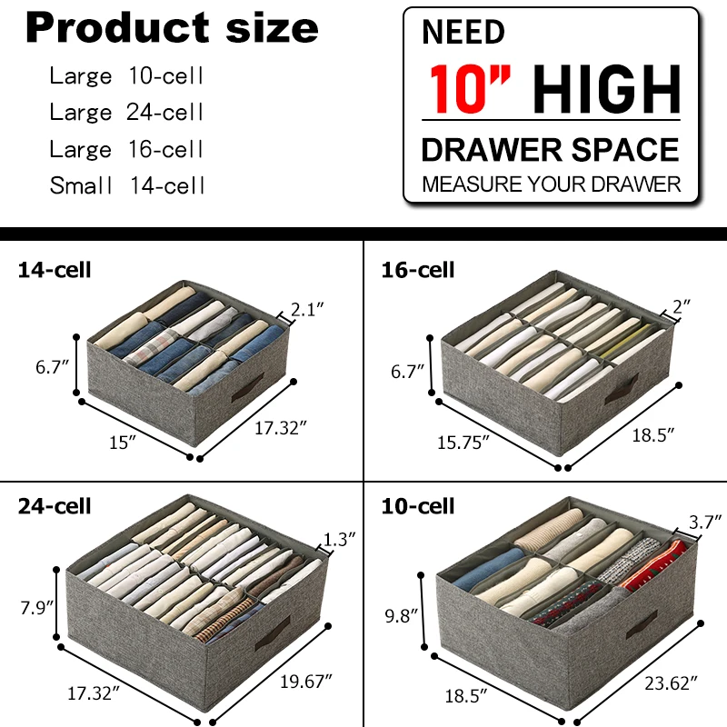 Closet Organizers and Storage Box Wardrobe Clothes Organizer for Pants Jeans T-shirt Drawer Organizer for Clothing