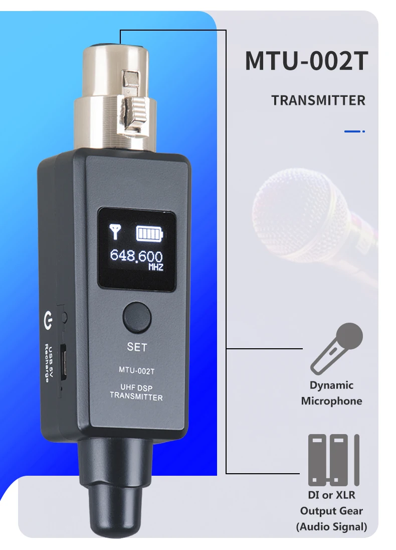 Professional Uhf Wireless Xlr Speaker Transmitter Adapter Uhf