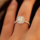 Silver Ring Silver Silver Wedding Ring Custom Round Square Cz Stone Wedding Big Diamond Silver Ring For Engagement