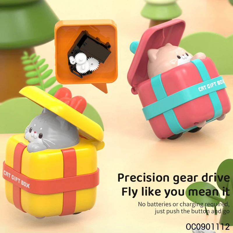 Cheap price cartoon cat press and go car toys small cars for kids
