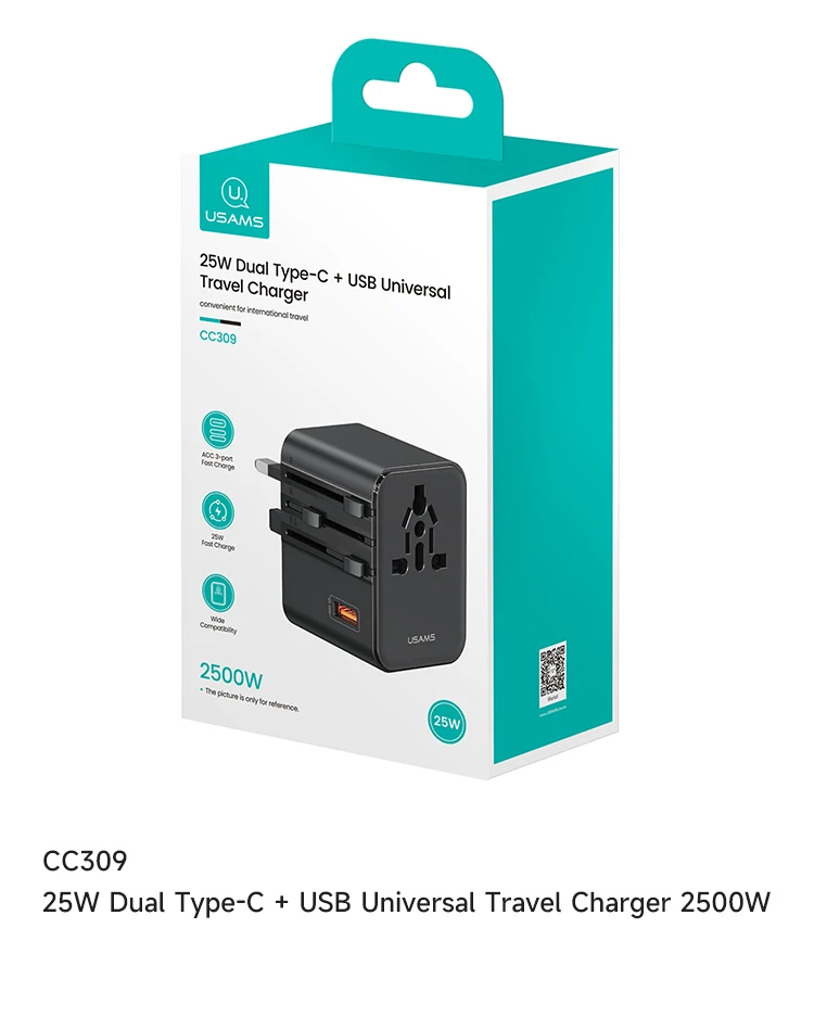 Gadgetoo Usams Cc309 Won Travel Dual Type C International Wall Charger Gadgetoo Usams Cc309 Won Travel Dual Type C International Wall Charger