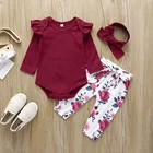 Baby Wholesale Infant Summer Bodysuit 3PCS Baby Pants And Hair Band