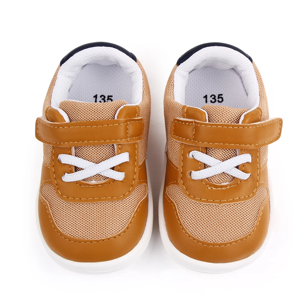 Spring and Autumn New PU Leather Match Color Mesh Breathable Children's Casual Toddler Shoes manufacture