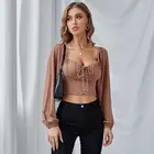 Women Shirt High Quality Women Blouse Long Sleeve Solid Crop Top Sexy And Sweet Top Shirt