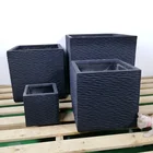 Big Factory Home And Garden Square Black Texture Big Fiber Clay Flower Pots
