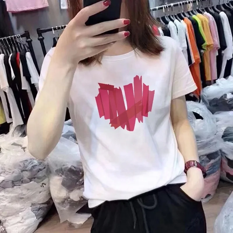 Girls Summer White Multi Color Solid Short Sleeve T-shirt 100% Cotton Women's T-Shirt Wholesale