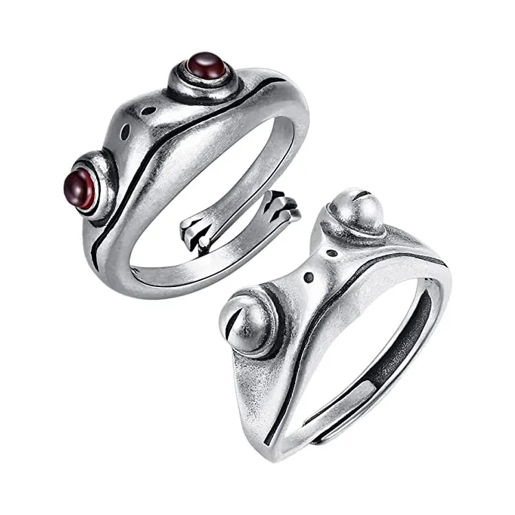 Silver Frog Ring Women Men Silver Retro Creative Ring Jewelry @I