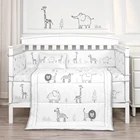 Set Cotton Animal Party Theme Nursing Crib Set 4 Piece Bedding Soft Baby Bedding Set 100% Organic Cotton