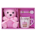 Gift Birthday Gift Couple Bear Cup And Spoon Ceramic Mug Birthday Gift Set Custom Logo