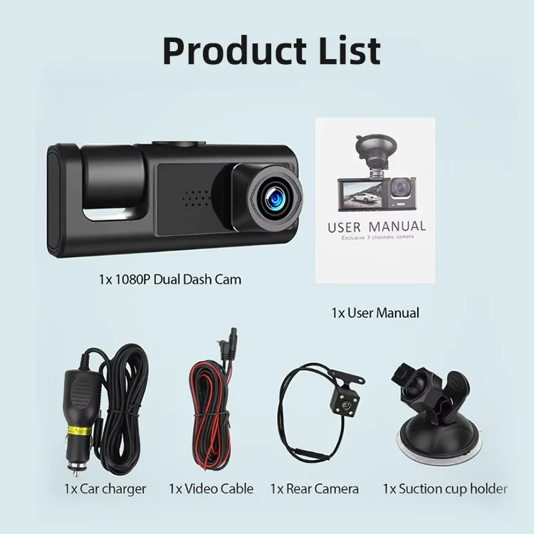 UHD Car Black Box 4k Wifi Gps Dashcam 3 Channel WIFI 4k Dash Camera 3 Lens 4k Dash Cam F1.8 with 140° Wide Angle for Agent factory